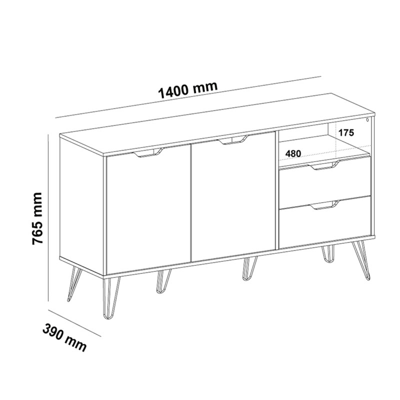 Conselheiro Buffet - Oak/Graphite/White/Silver