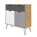 Conselheiro Cabinet- Oak/Graphite/White/Silver 