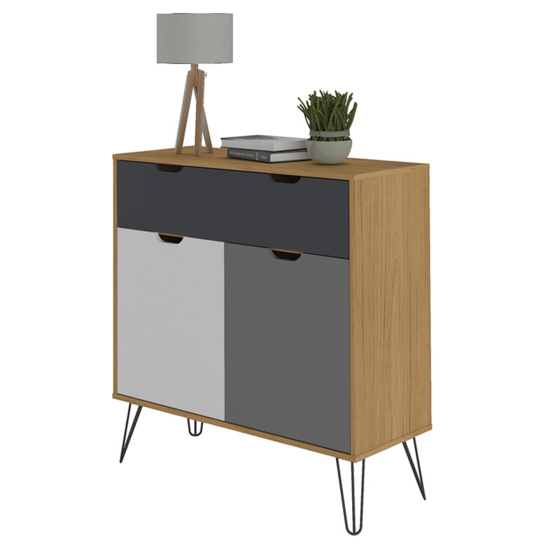 Conselheiro Cabinet- Oak/Graphite/White/Silver 