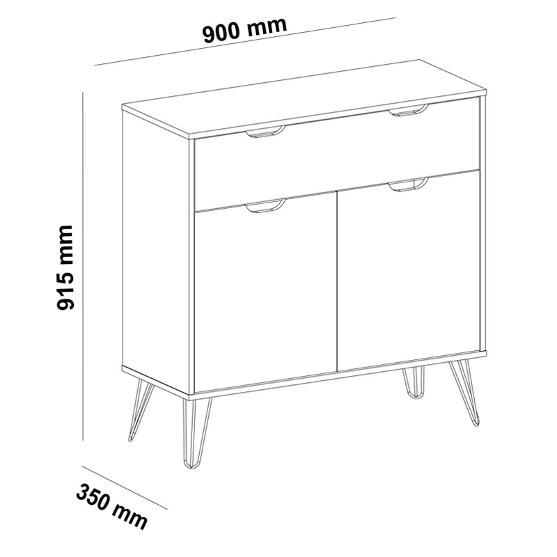 Conselheiro Cabinet- Oak/Graphite/White/Silver 