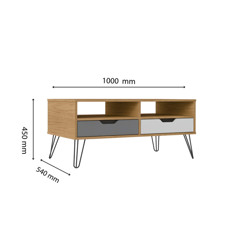 Conselheiro Coffee Table - Oak/Graphite/White