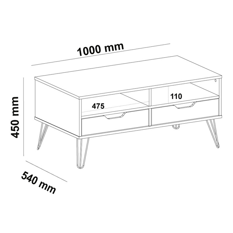 Conselheiro Coffee Table - Oak/Graphite/White