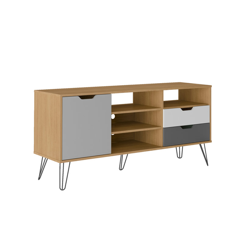 Conselheiro Tv Stand - Oak/Graphite/White/Silver