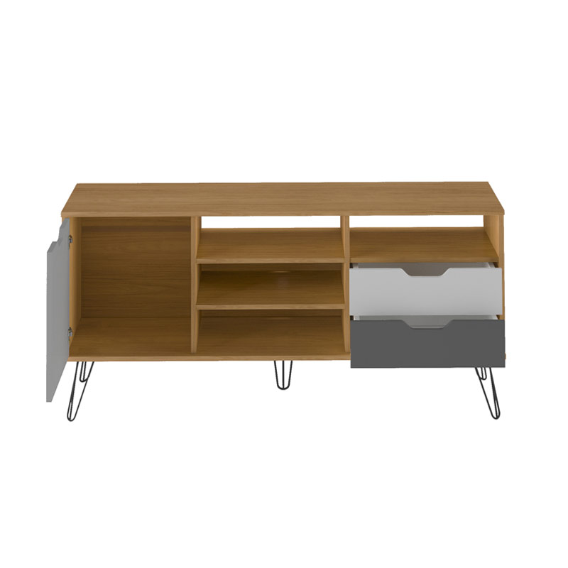 Conselheiro Tv Stand - Oak/Graphite/White/Silver