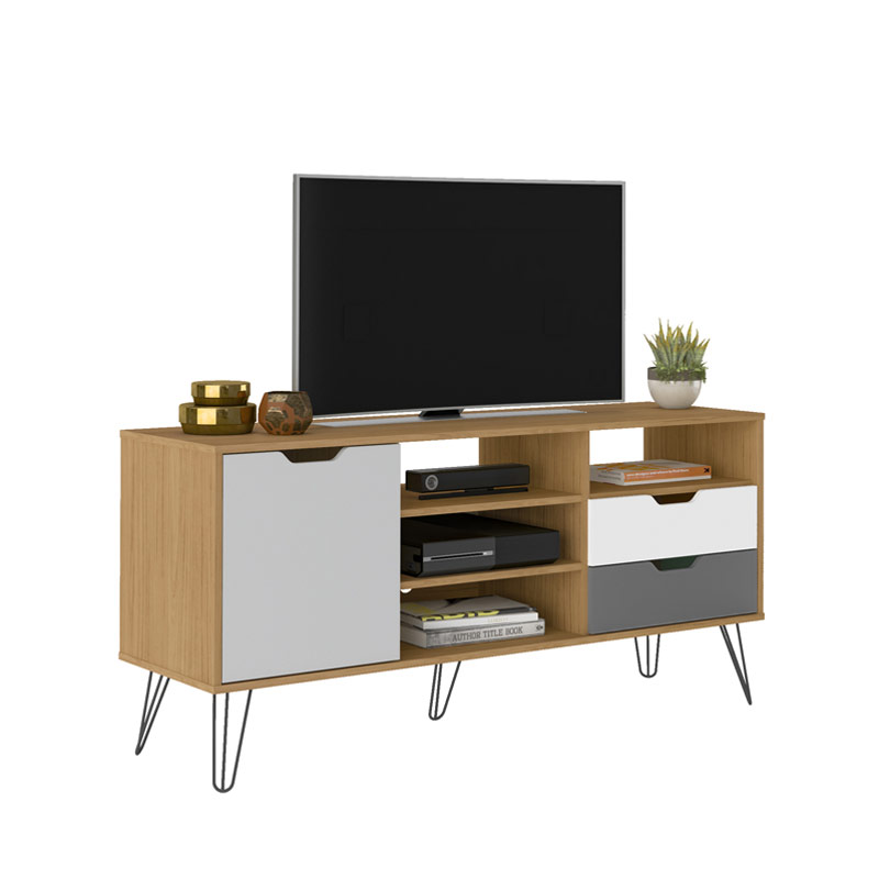 Conselheiro Tv Stand - Oak/Graphite/White/Silver