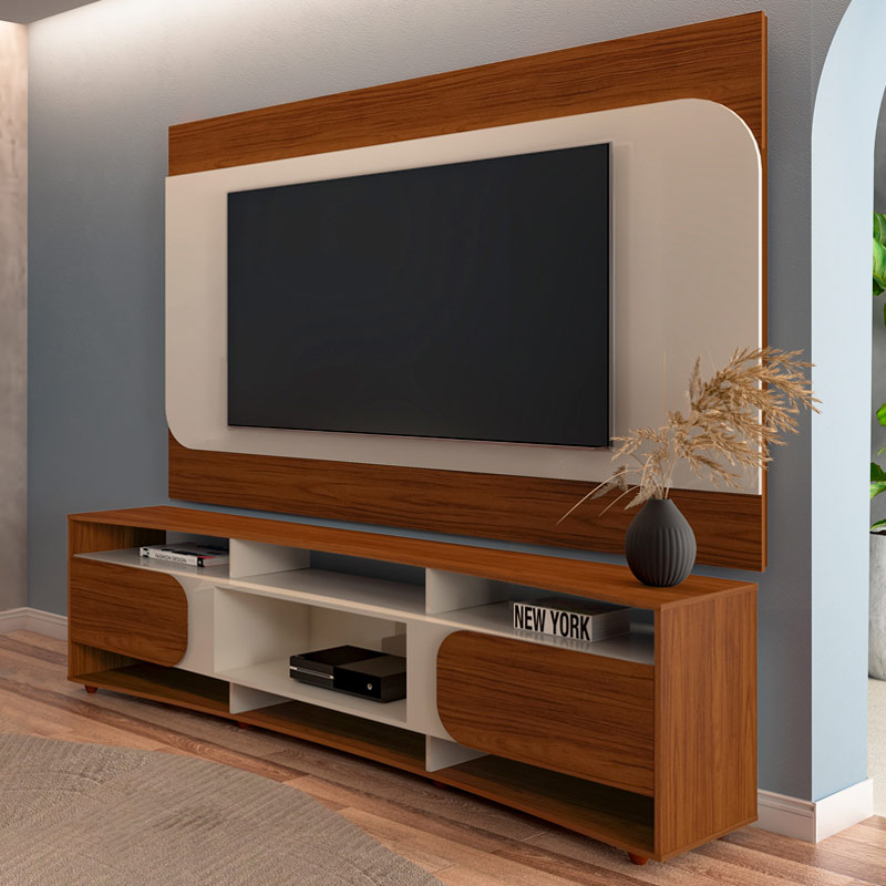 Ferraz Tv Stand - Cedar/ Off White