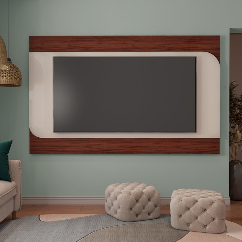 Ferraz Tv Wall Panel - Cedar/ Off White