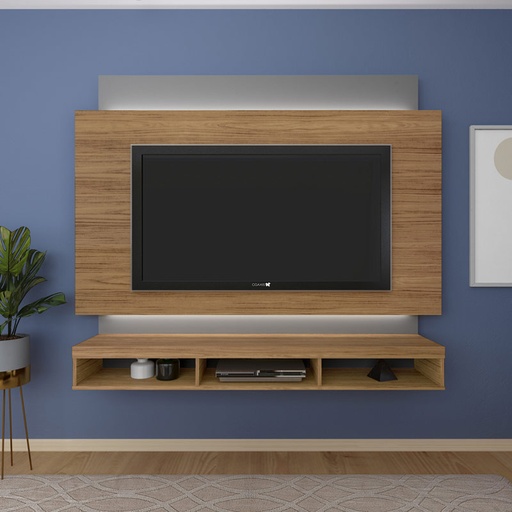 Rio Branco Tv Wall Panel - Oak/ Silver