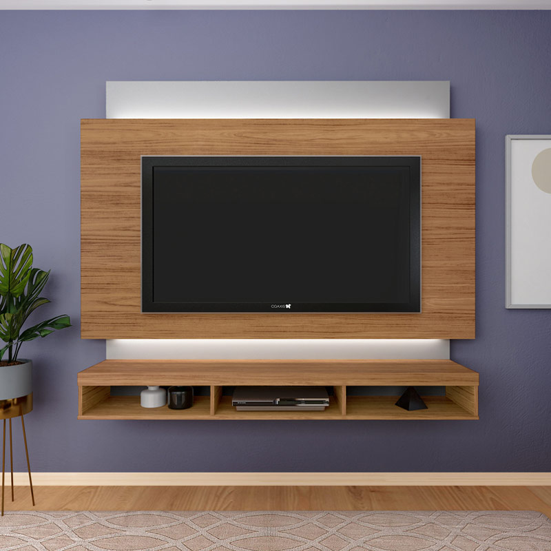 Garanhuns Tv Wall Panel - Oak/ Silver