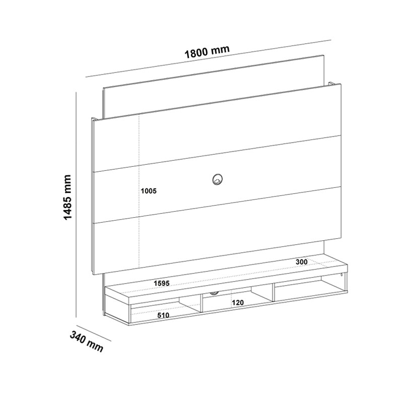 Garanhuns Tv Wall Panel - Pine/ Off White