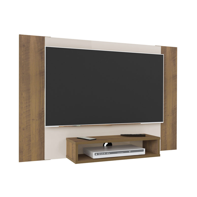 Lages Tv Wall Panel - Pine-Slatted Pine/ Off White