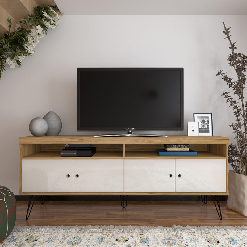 Linhares Tv Stand - Oak/ Off White