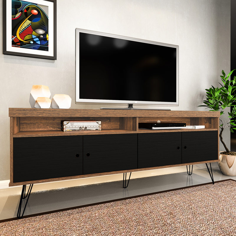 Linhares Tv Stand - Rustic/ Black