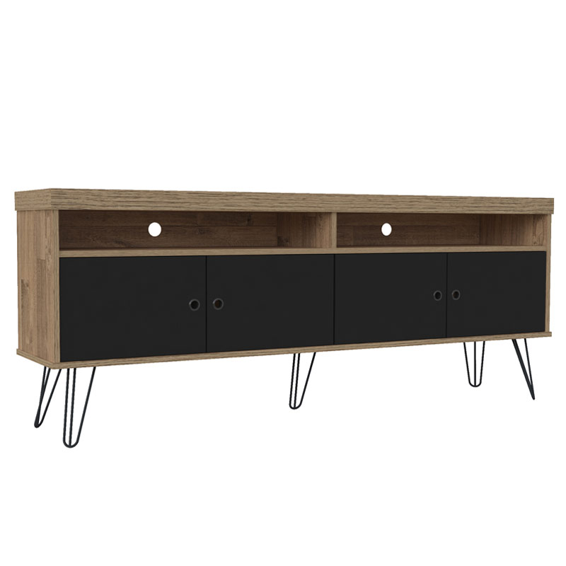 Linhares Tv Stand - Rustic/ Black