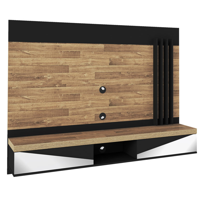 Mogi Tv Wall Panel - Rustic/ Black