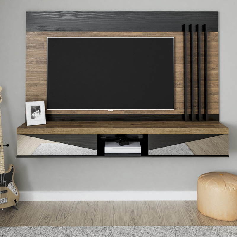 Mogi Tv Wall Panel - Rustic/ Black