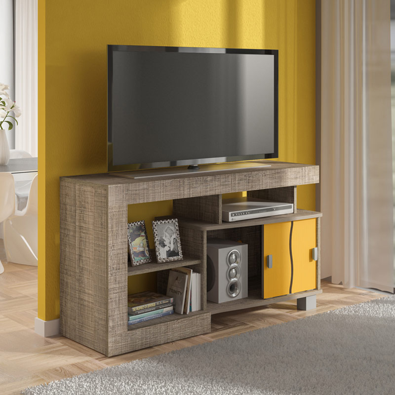 Pocos Tv Stand - Cinnamon-Cinnamon/ Yellow