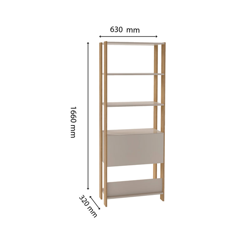 Pouso Bookcase - Off White/ Oak 