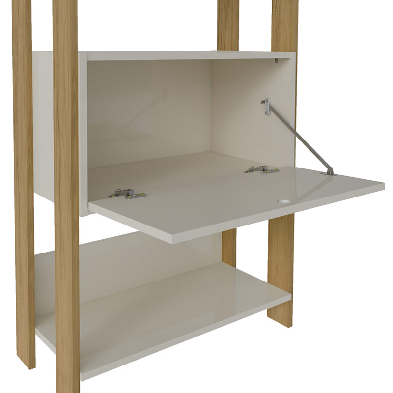 Pouso Bookcase - Off White/ Oak 