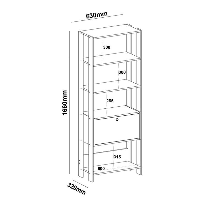 Pouso Bookcase - Off White/ Oak 