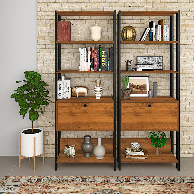 Pouso Bookcase - Pine/ Black