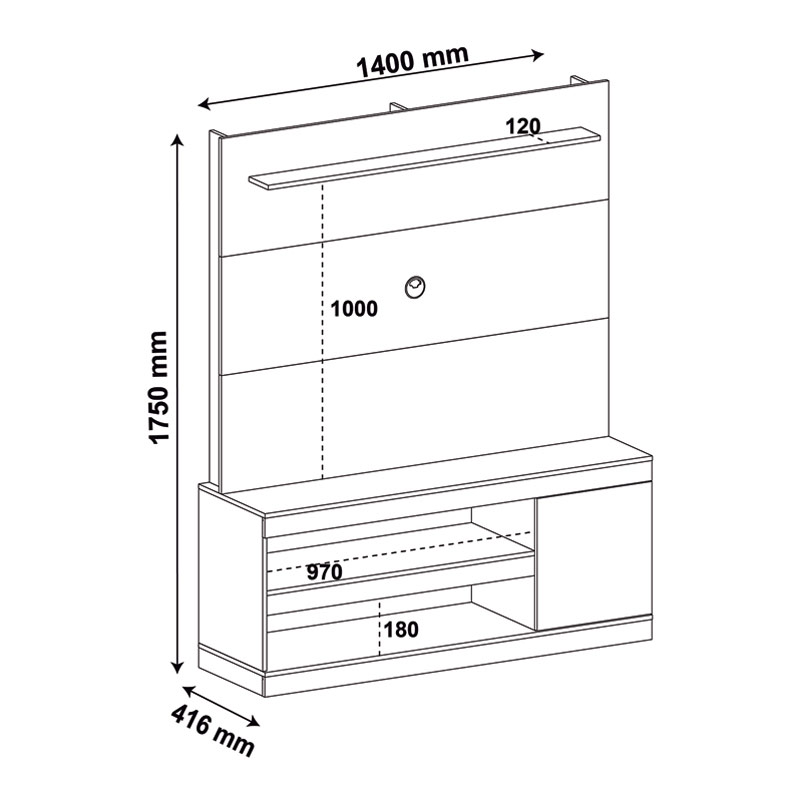 Resende Entertainment Center - Walnut/ Off White