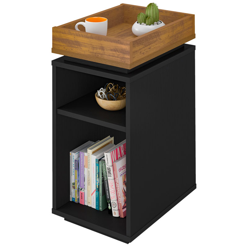 Santa End Table - Black/ Pine