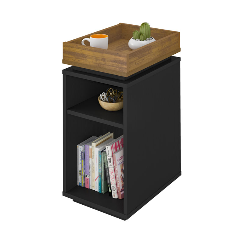 Santa End Table - Black/ Pine