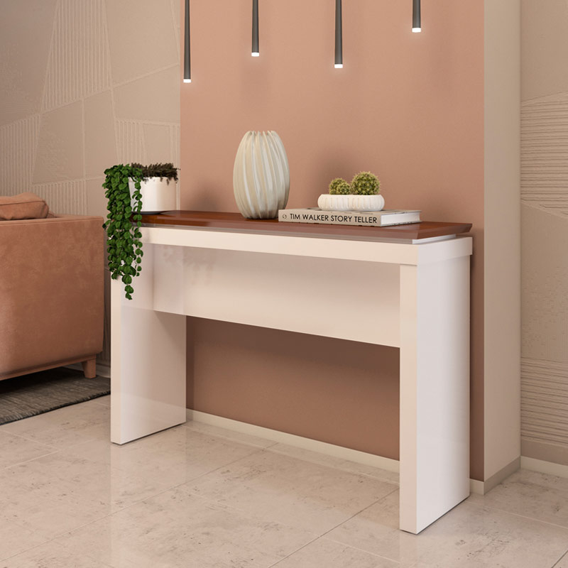 Senador Console Table - Off White/ Cedar