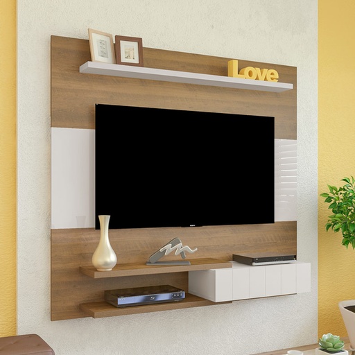 Toledo Tv Wall Panel - Pine/ Off White