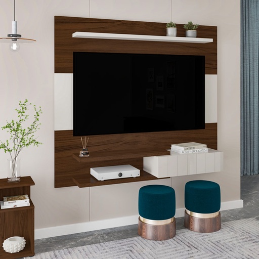 Toledo Tv Wall Panel - Walnut/ Off White