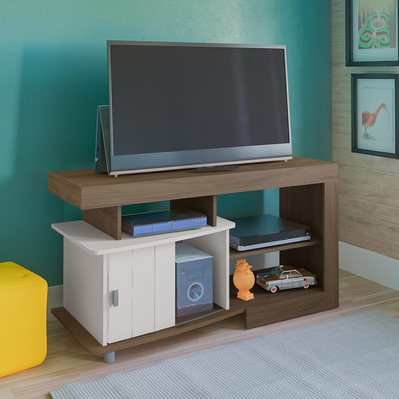 Teixeira Velho Tv Stand - Walnut/ Off White