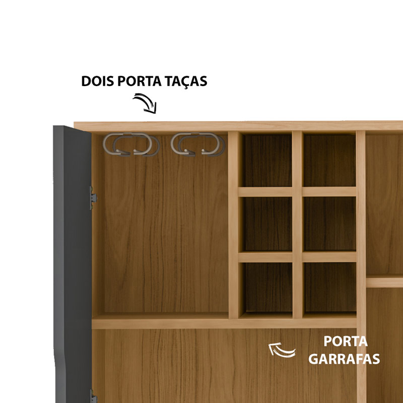 Conselheiro Bar - Oak/Graphite/White/Silver