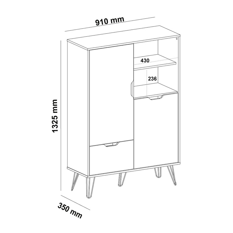 Conselheiro Bar - Oak/Graphite/White/Silver