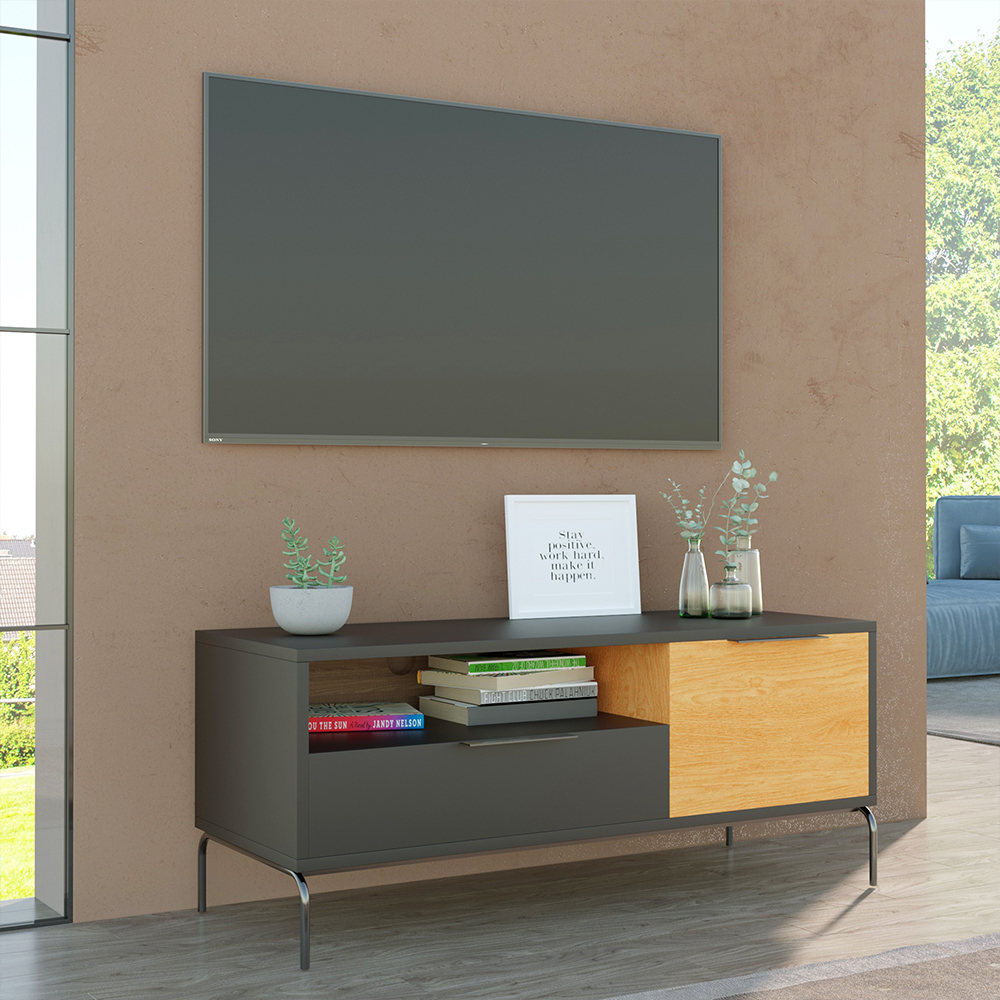 Idiya MINNESSOTA Tv Cabinet, Black/Oak