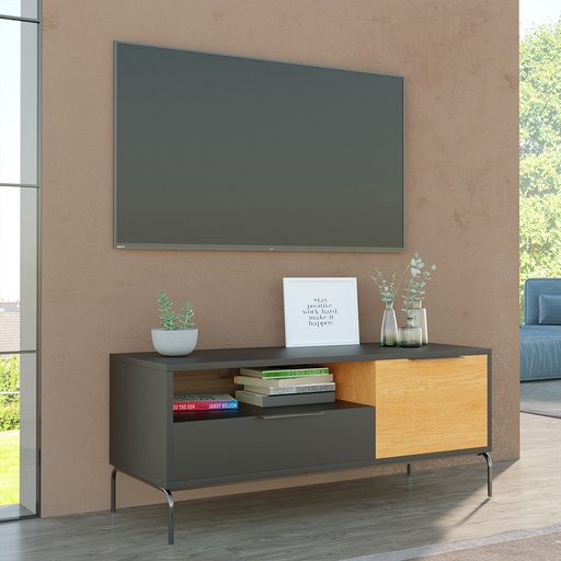 Minnessota TV Cabinet, Black-Oak