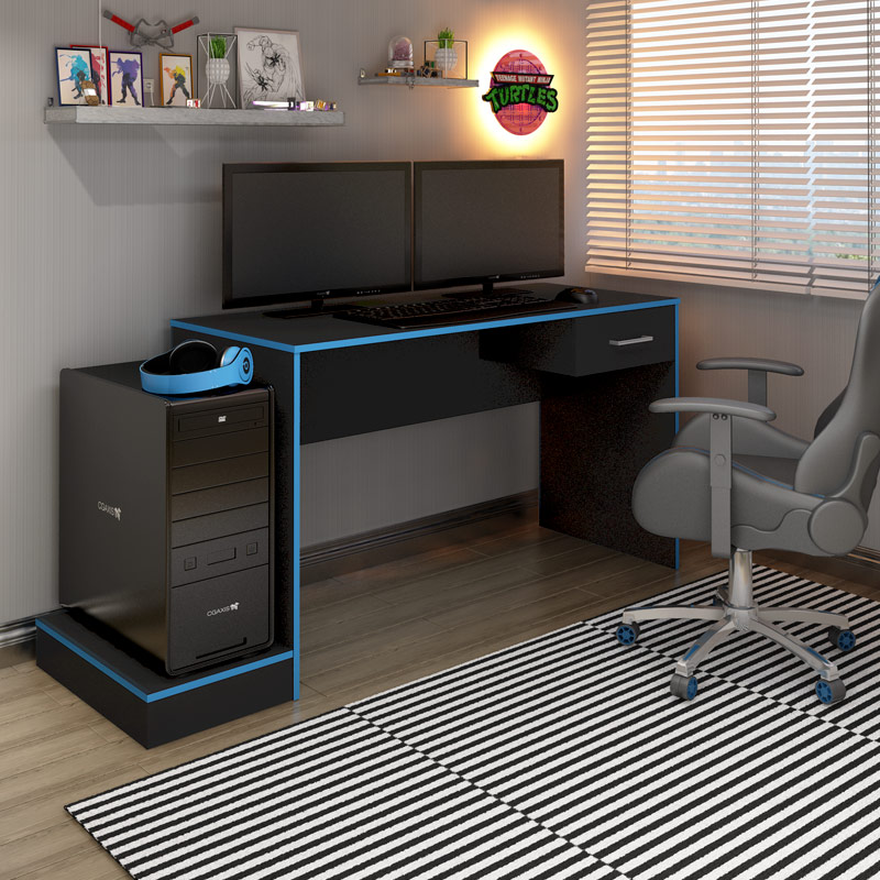 Limeira Desk - Black/ Blue