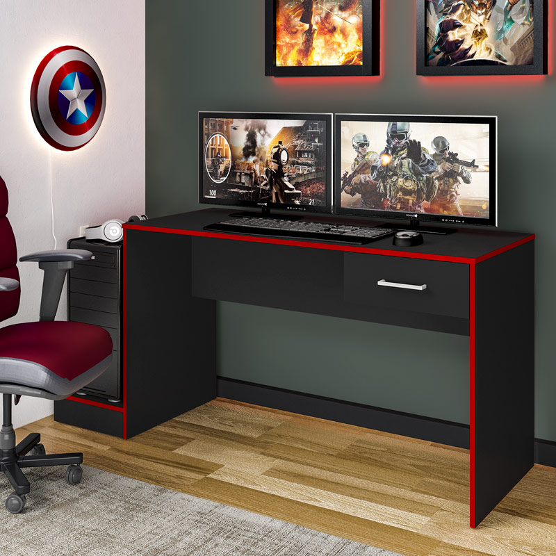 Limeira Desk - Black/ Red