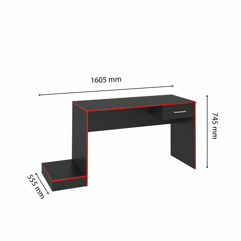 Limeira Desk - Black/ Red