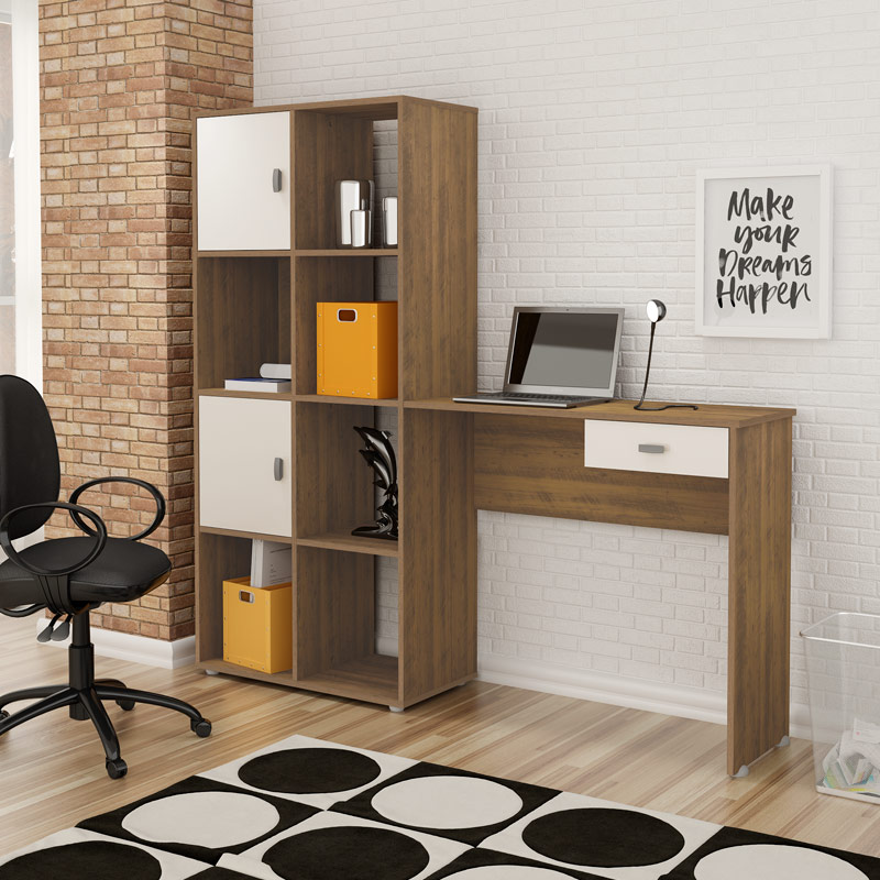 Pelotas Desk - Pine/ Off White