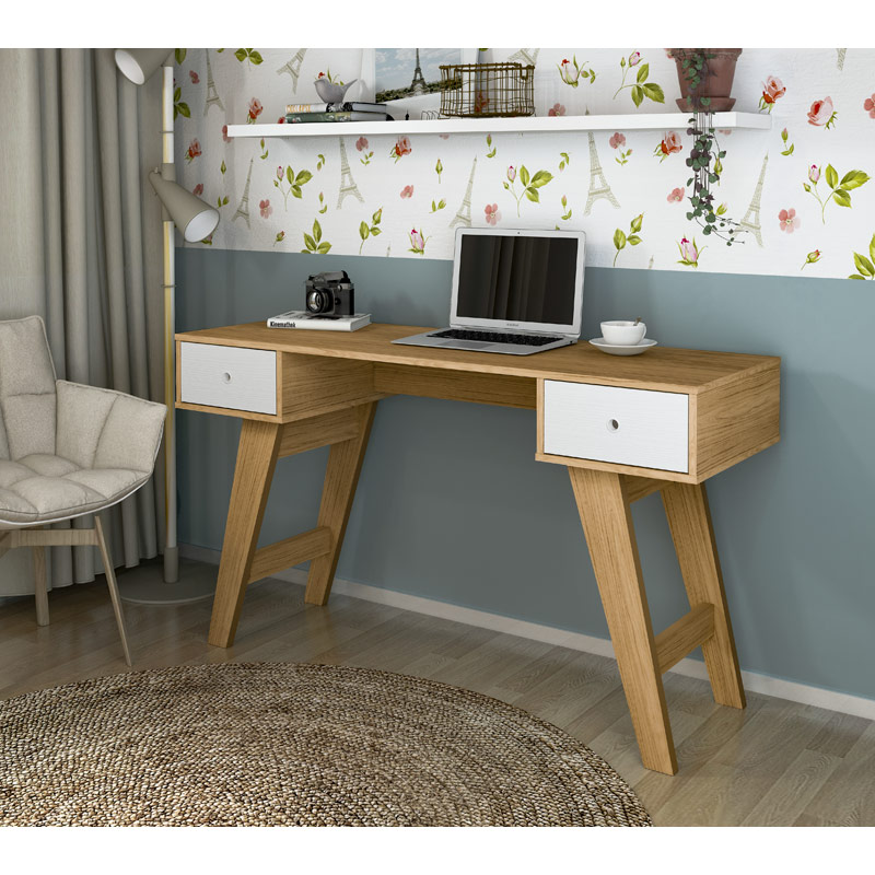 Petropolis Desk - Oak/ White