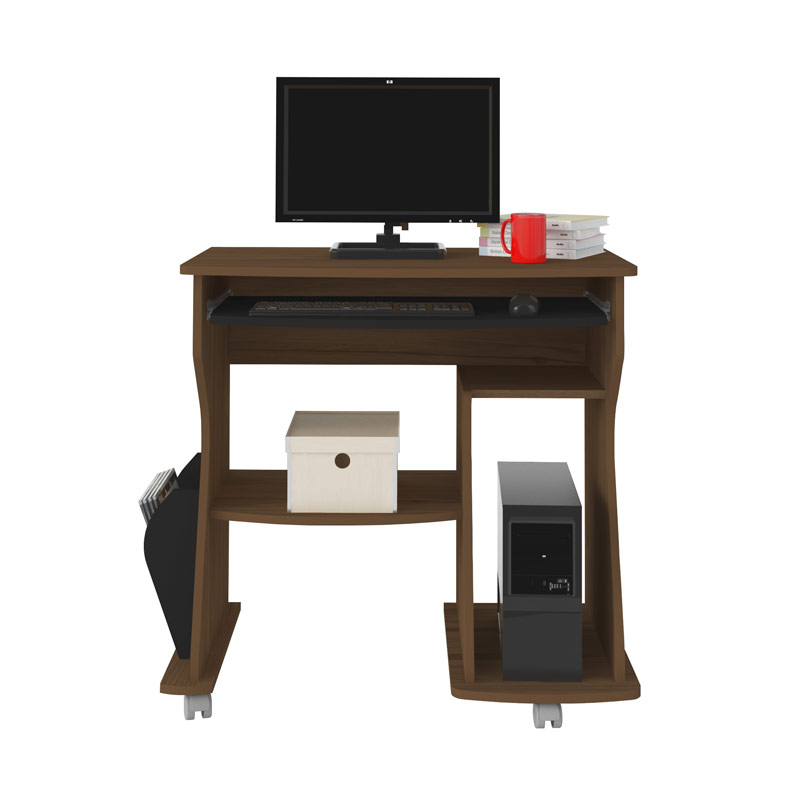 Sao Vicente Computer Table - Walnut/ Black