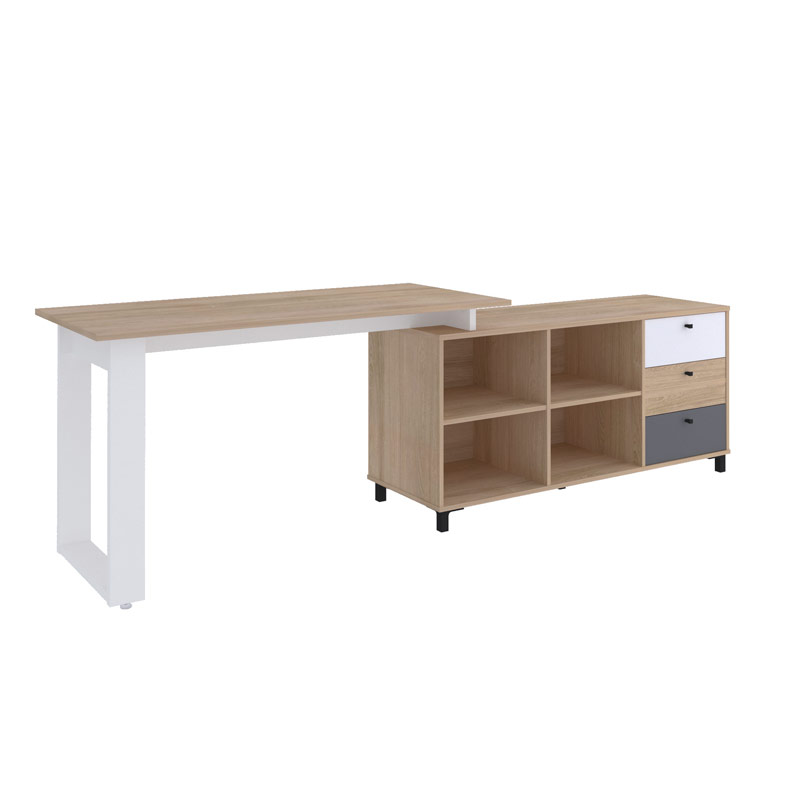  Juazeiro Desk - Light Oak/ White/ Gray large