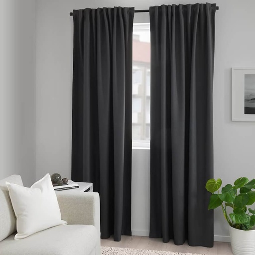 IKEA ANNAKAJSA Room Darkening Curtains, 1 Pair, Grey 145X250 cm