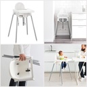 Antilop High Chair with Tray, Silver Color