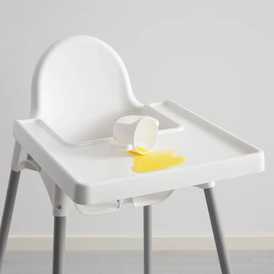 Antilop High Chair with Tray, Silver Color