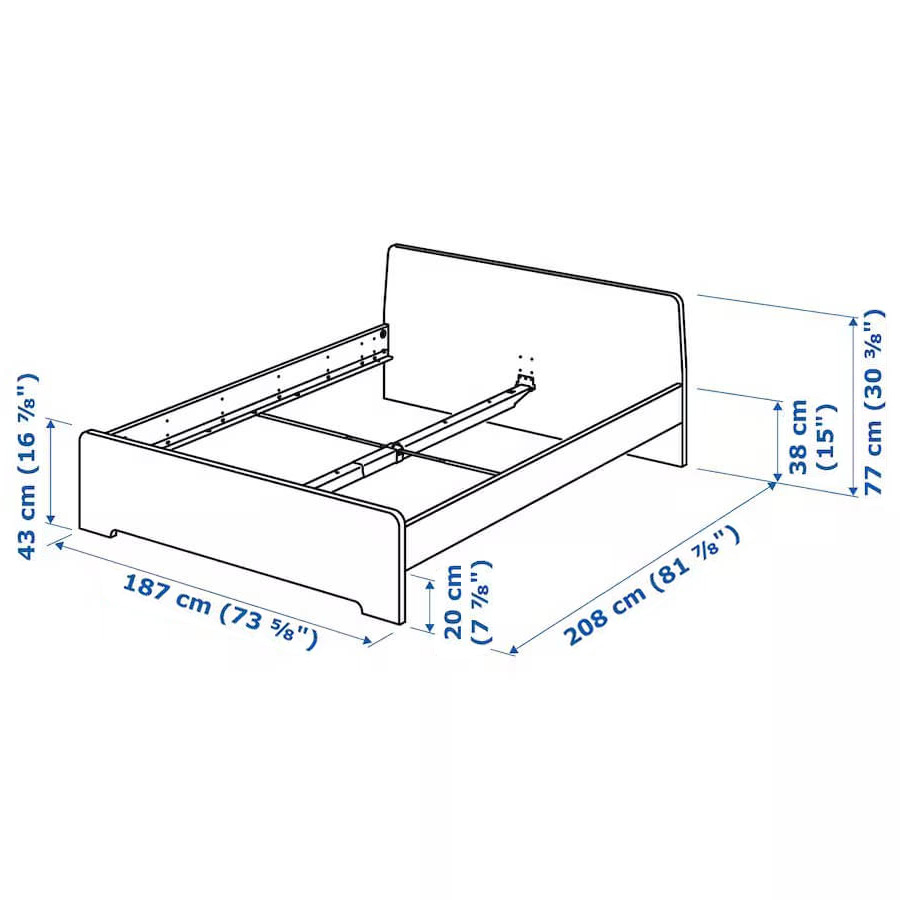 Askvoll Super King Bed Frame /White/ Luroy 180x200cm