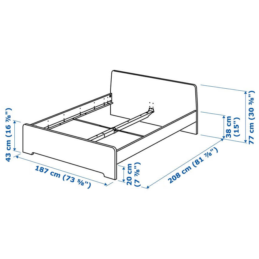 Askvoll bed frame White Luroy,150x200cm,queen size