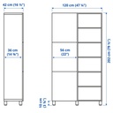 BESTA Storage Combination with Doors, White Stained Oak Effect,120x42x202 cm