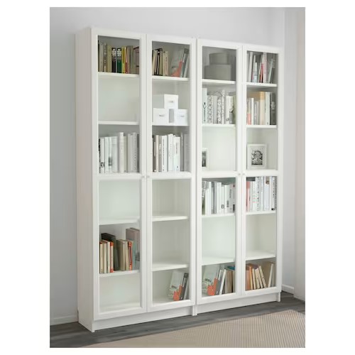 IKEA BILLY - OXBERG Bookcase, White, Glass,160x30x202 cm